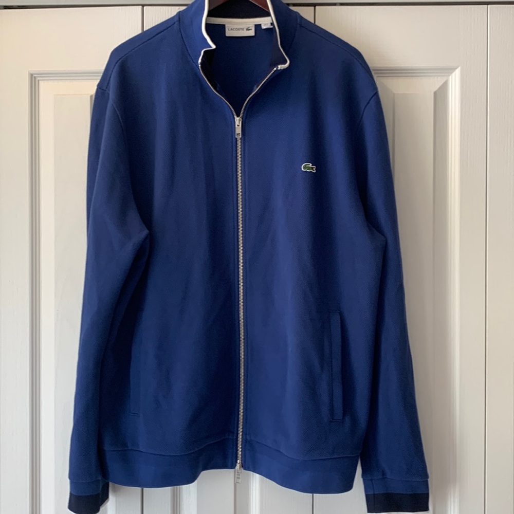 Lacoste Zippered Sweater/Jacket stand up collar Navy blue Men’s size XXL (FR 8)